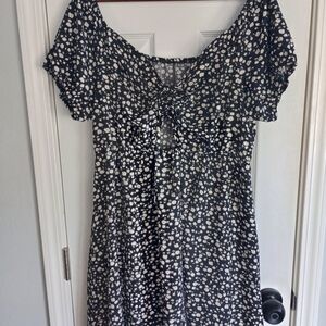 Floral Black and White Dress